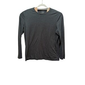APT 9 Mens Long Sleeve Crew Neck T Shirt Dark Gray Size L Cotton Blend